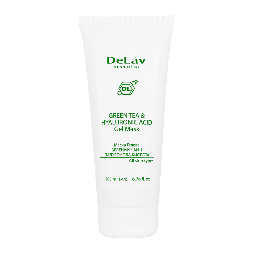 Mаска Гелева ЗЕЛЕНИЙ ЧАЙ ТА ГІАЛУРОНОВА КИСЛОТА - DeLav cosmetics
